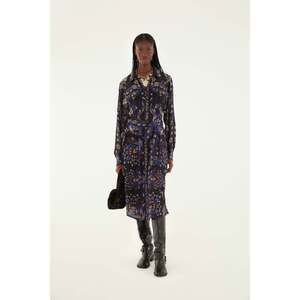 Black Arabesque Mix Scarves Midi Dress